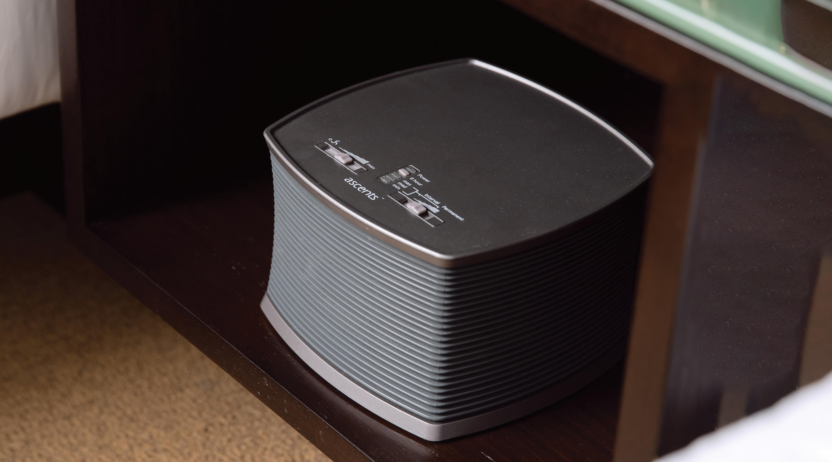 Aromatherapy diffuser inside Stay Well rooms.