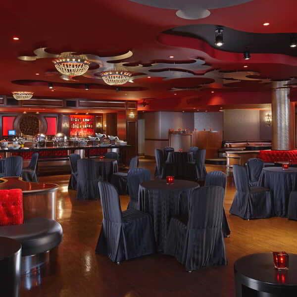 The Red Room of the Velvet Room can hold up to 125-150 guests.